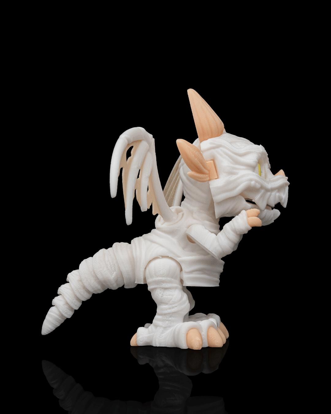Mummy Dragon Figurine, Creepy Cute 3D Printed Fantasy Collectible, Spooky Shelf Decor, Gift for Dragon Lovers