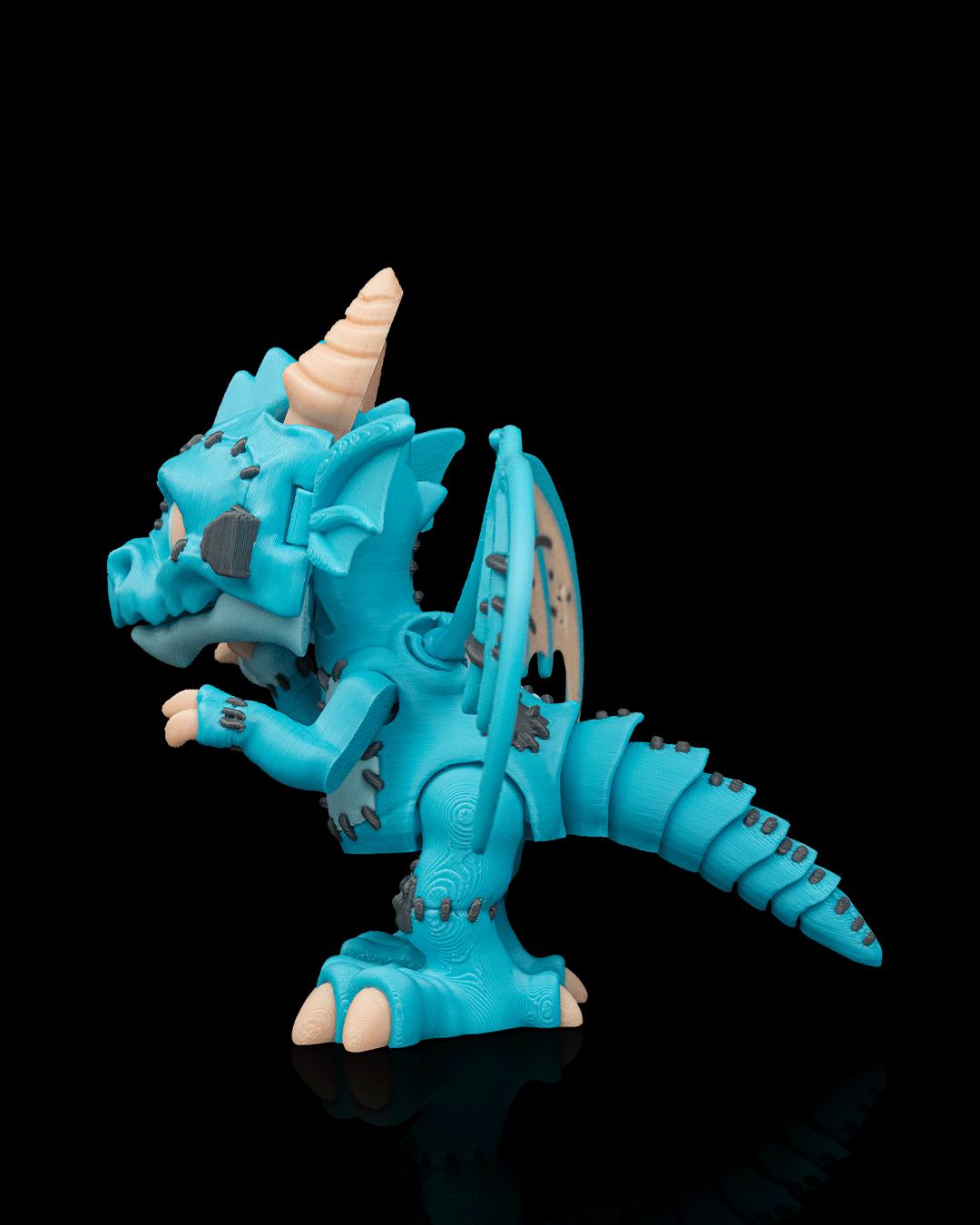 Franken Dragon Figurine, Creepy Cute 3D Printed Monster Collectible, Gothic Shelf Decor, Dragon Lover Gift
