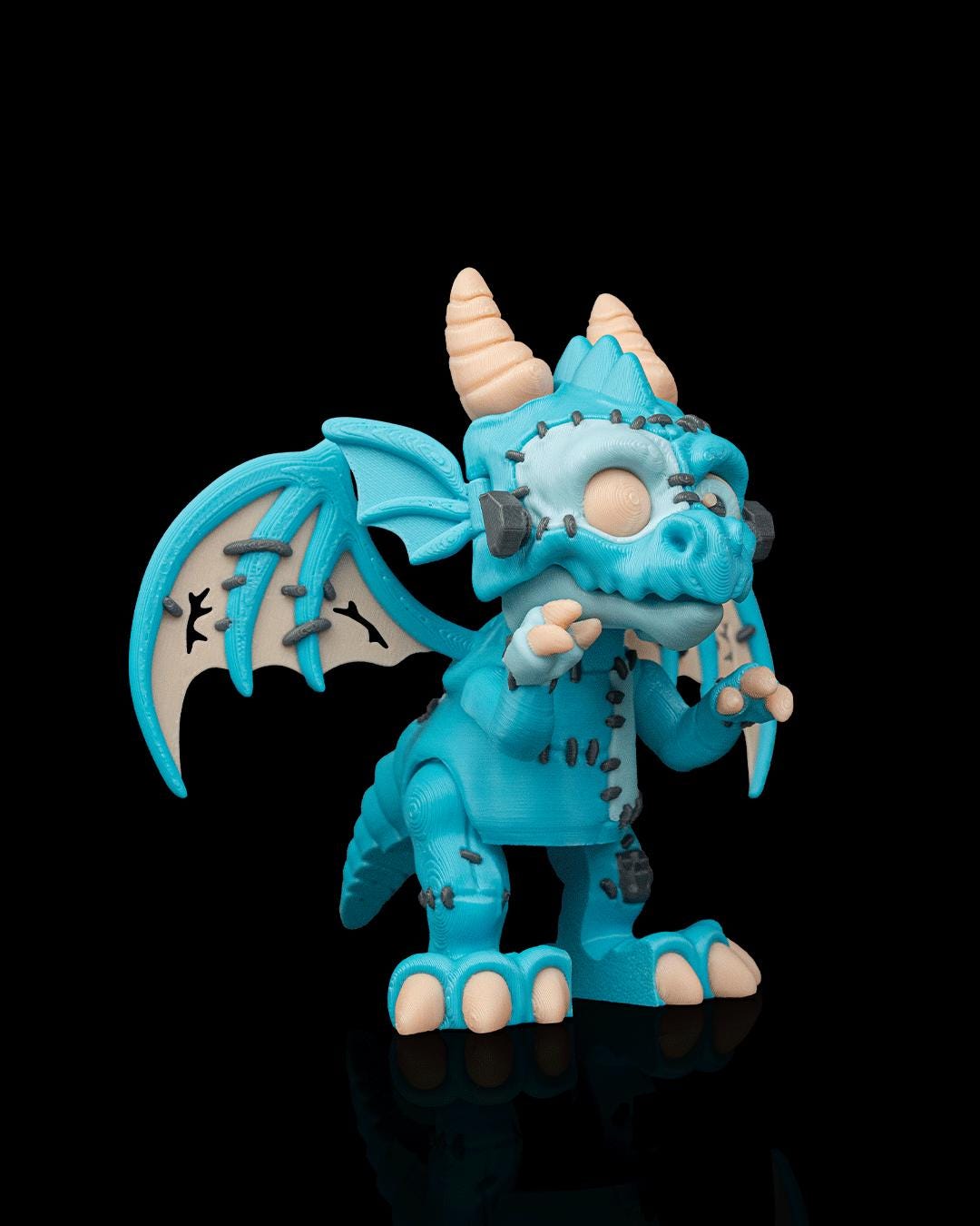 Franken Dragon Figurine, Creepy Cute 3D Printed Monster Collectible, Gothic Shelf Decor, Dragon Lover Gift