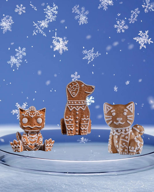 3D Printed Gingerbread Animal Ornaments: Holiday Decor Set