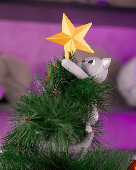 Meowy Christmas Cat Tree Topper – Holiday Ornament