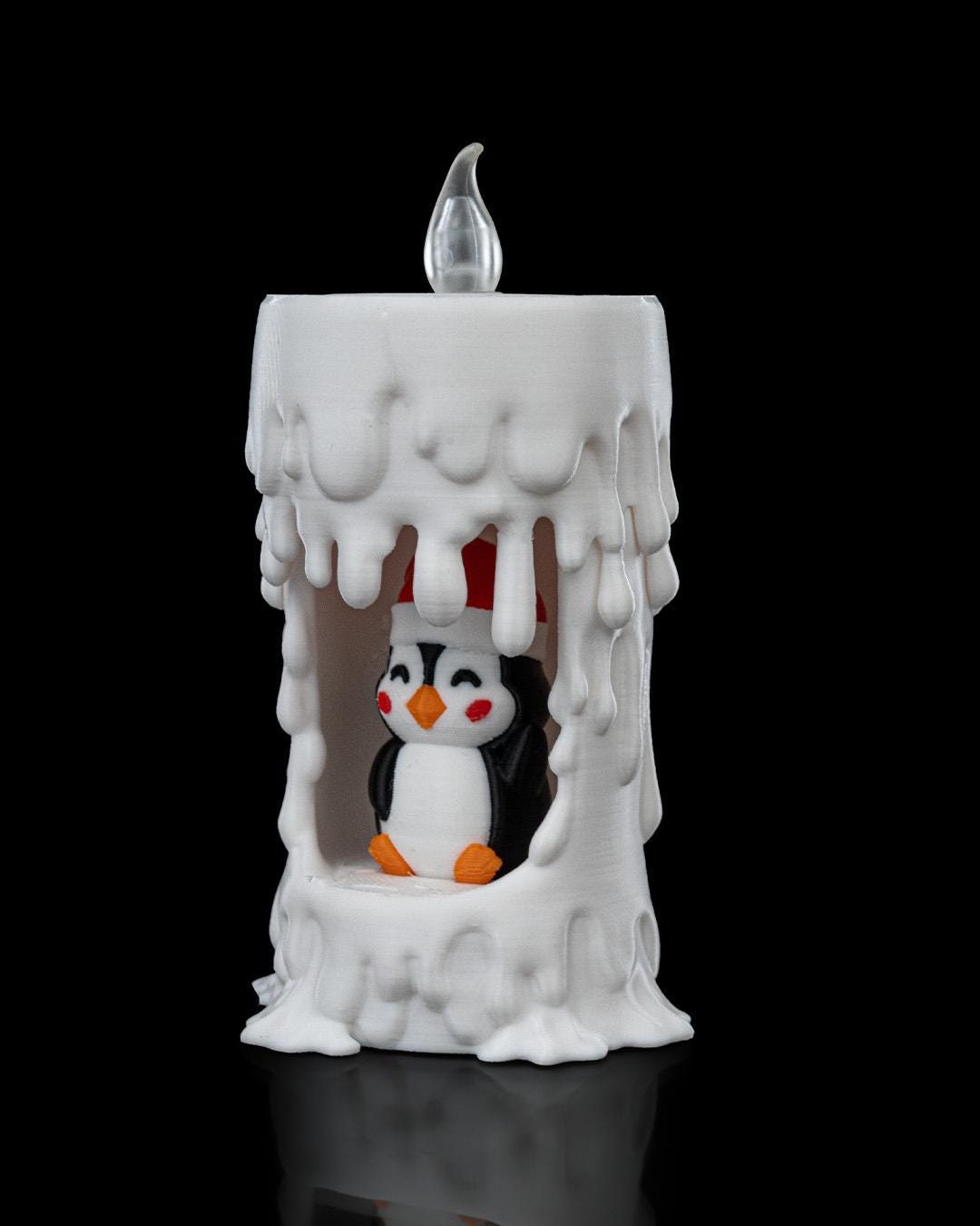 Penguin Candle Lamp – LED Flame Light, Winter Christmas Decor