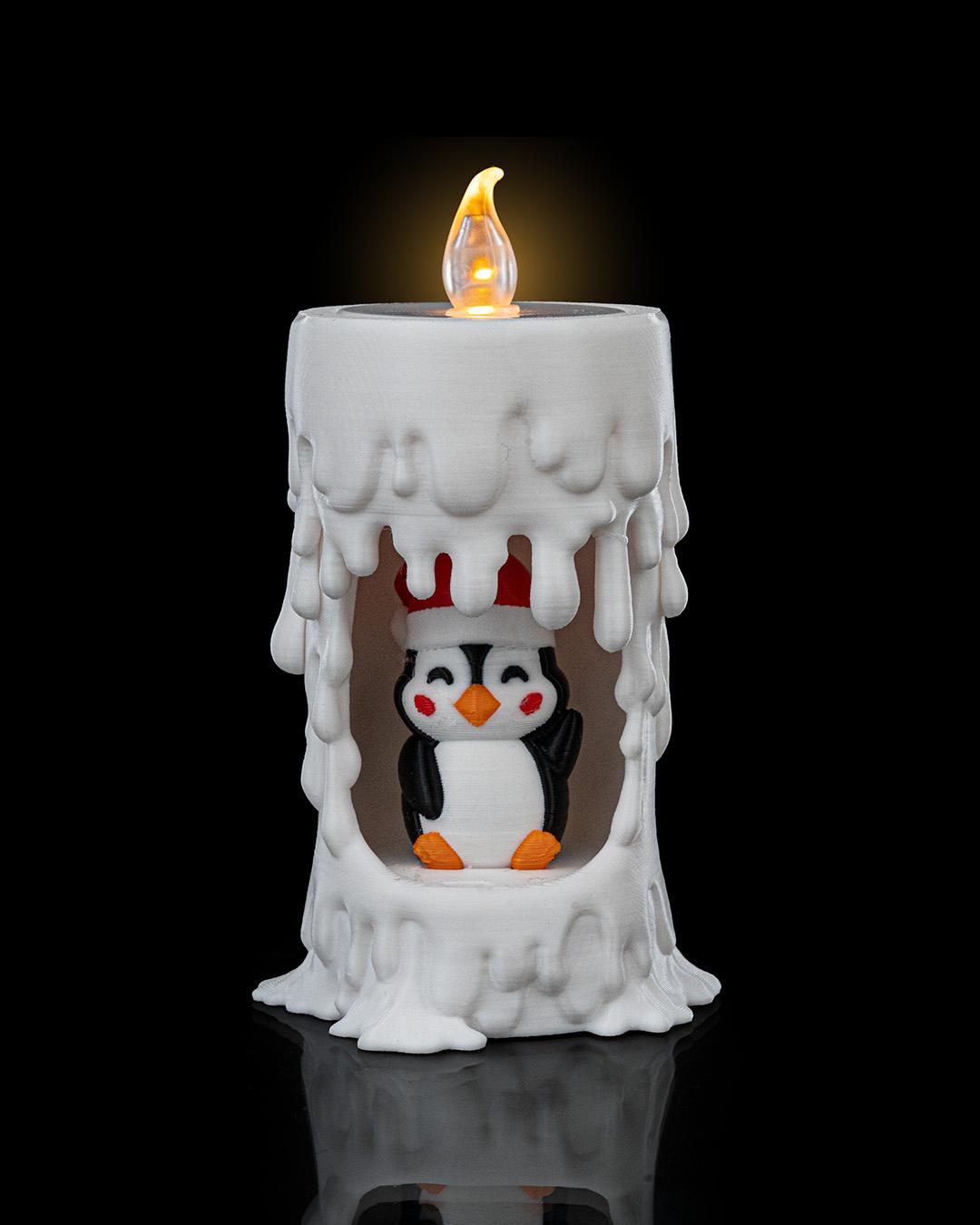 Penguin Candle Lamp – LED Flame Light, Winter Christmas Decor