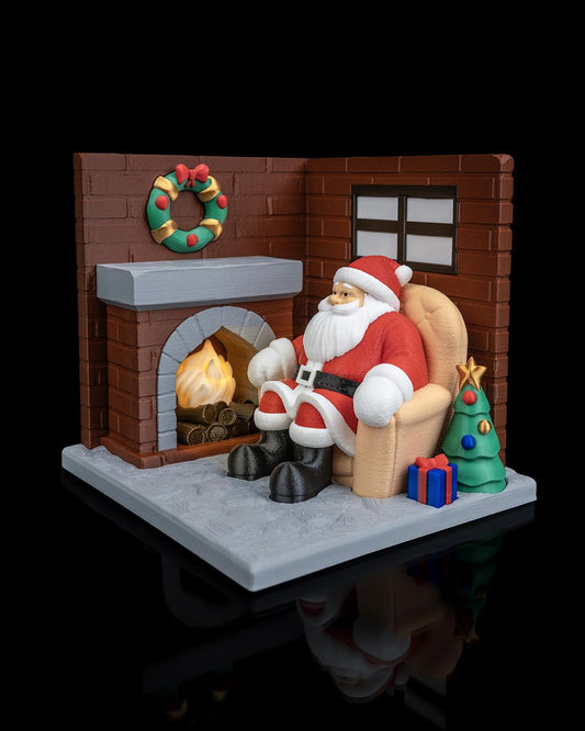 Santa Christmas Diorama Scene with Lights