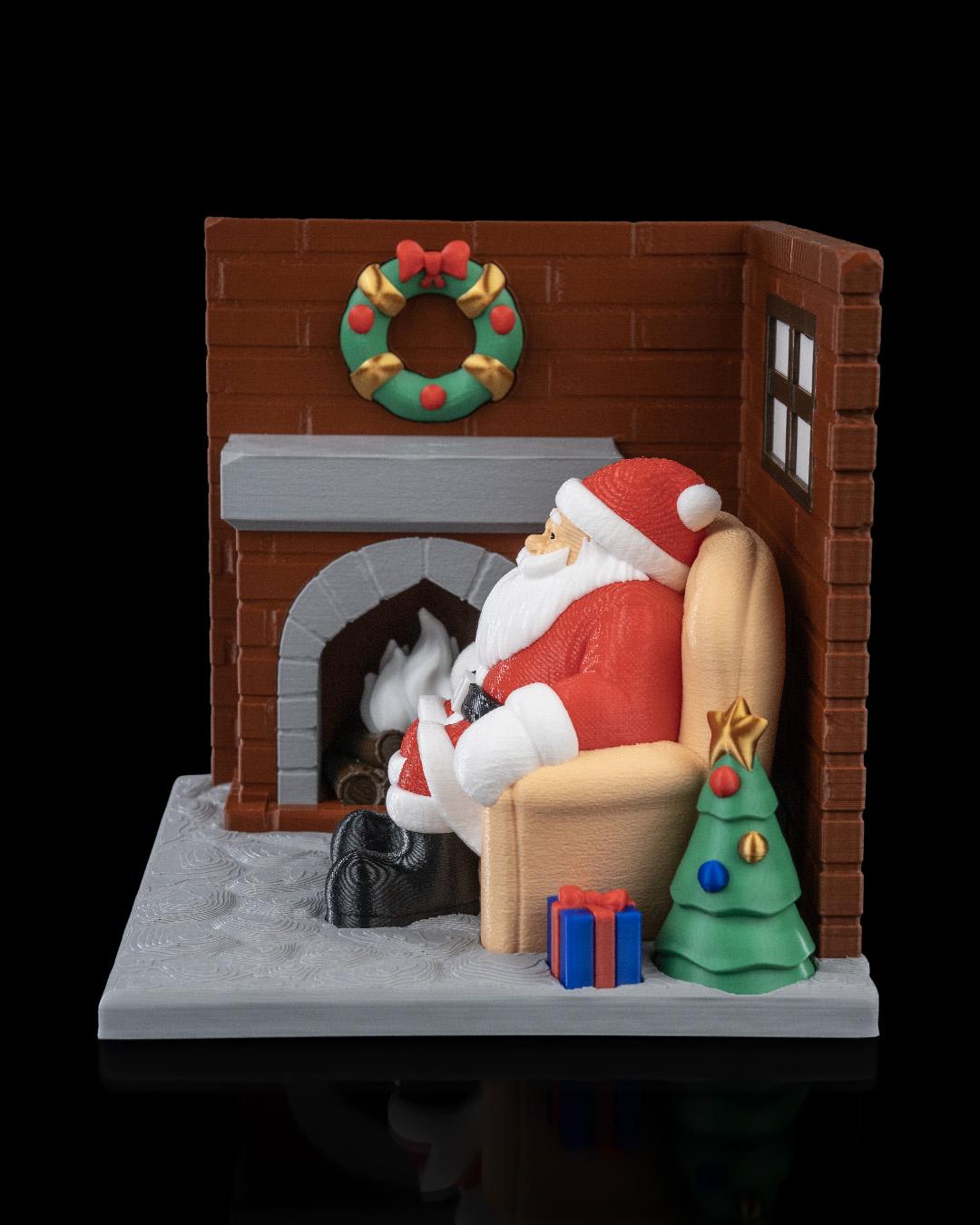 Santa Christmas Diorama Scene with Lights