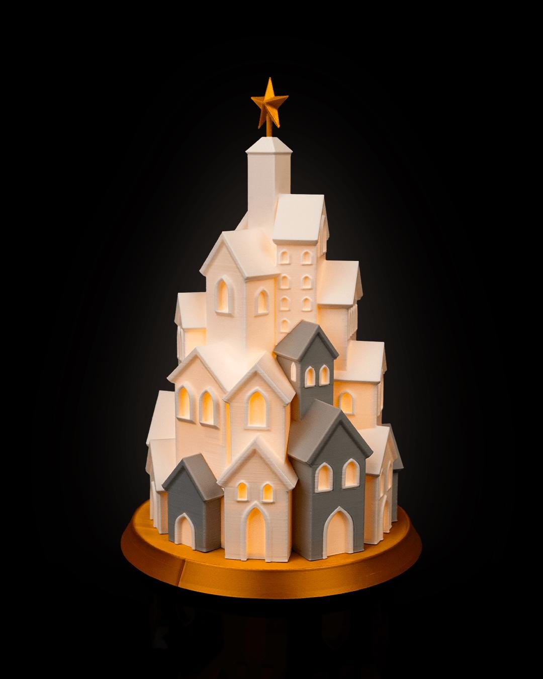 Winter Village Christmas LED Tree Lamp with Warm Candle Glow