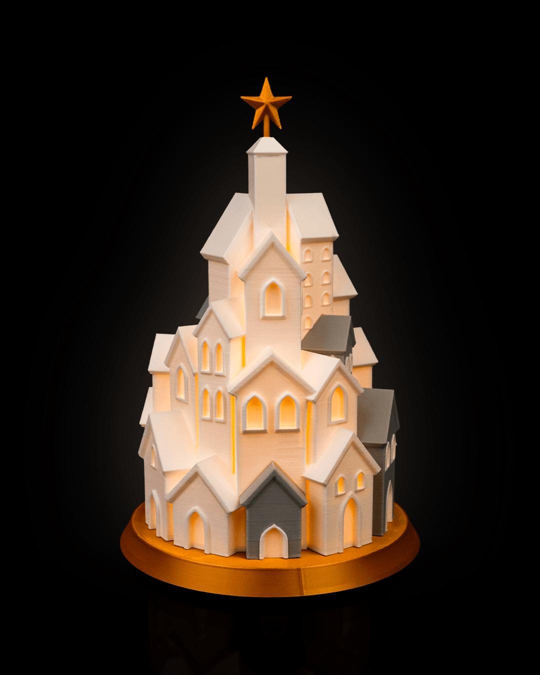 Winter Village Christmas LED Tree Lamp with Warm Candle Glow