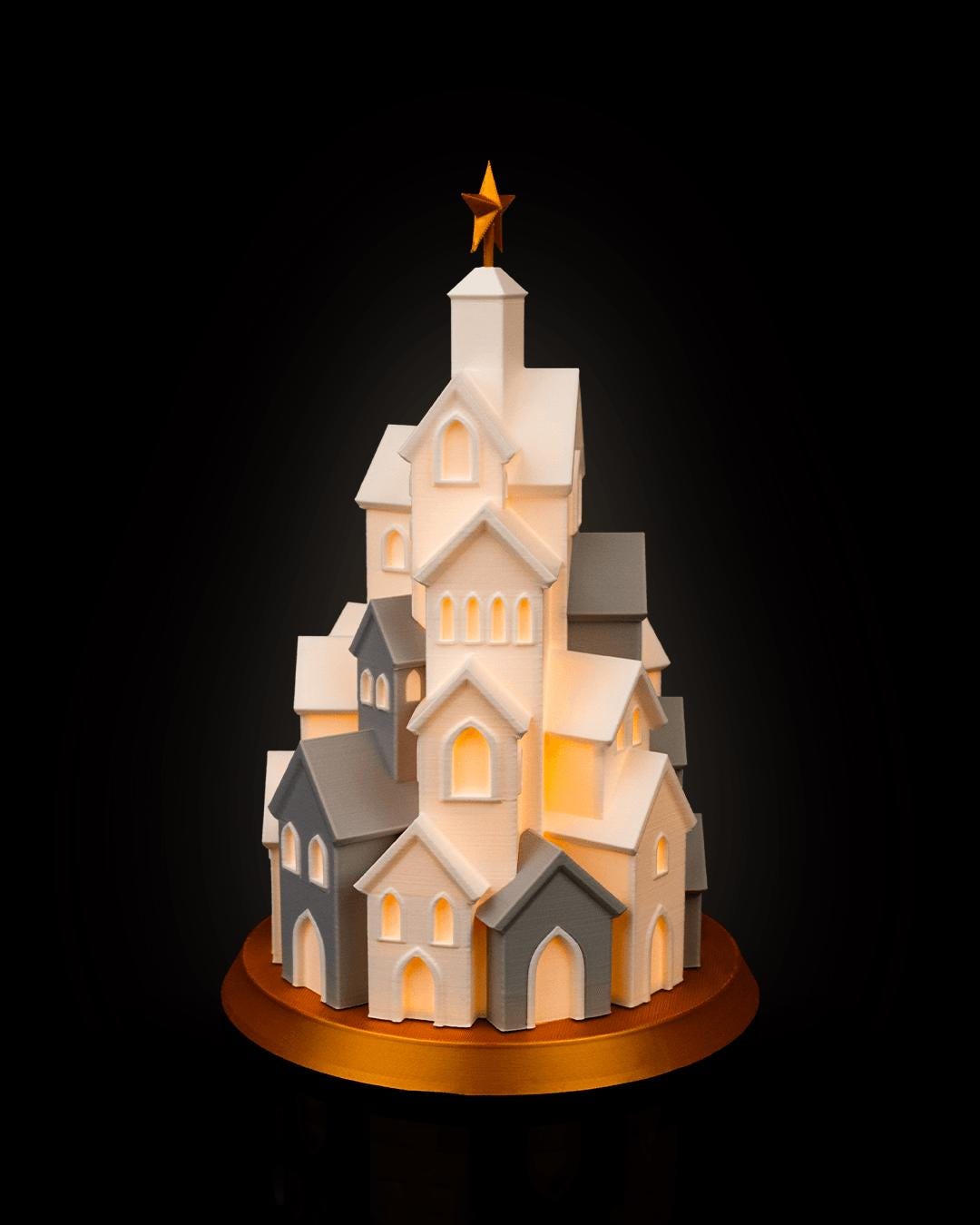 Winter Village Christmas LED Tree Lamp with Warm Candle Glow