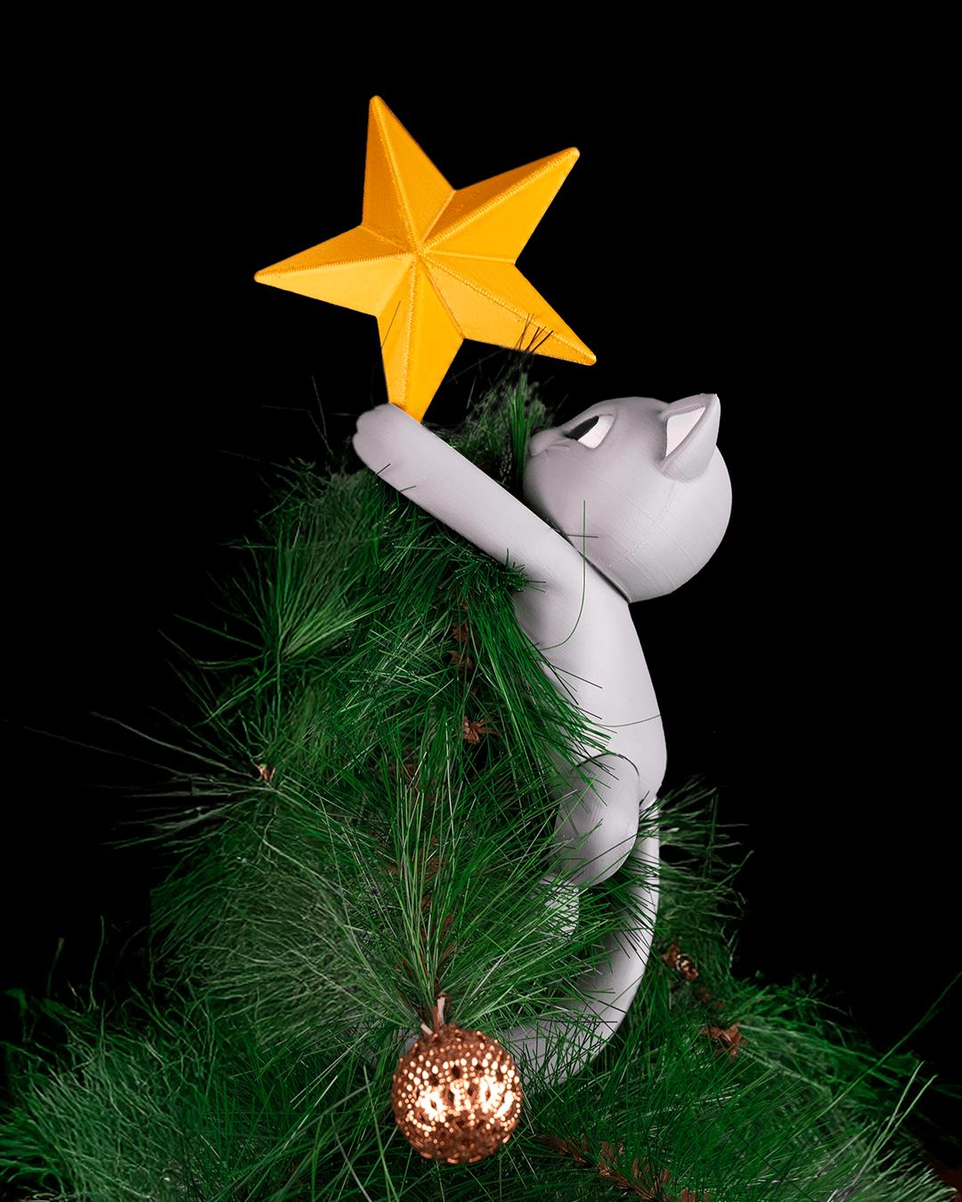 Meowy Christmas Cat Tree Topper – Holiday Ornament