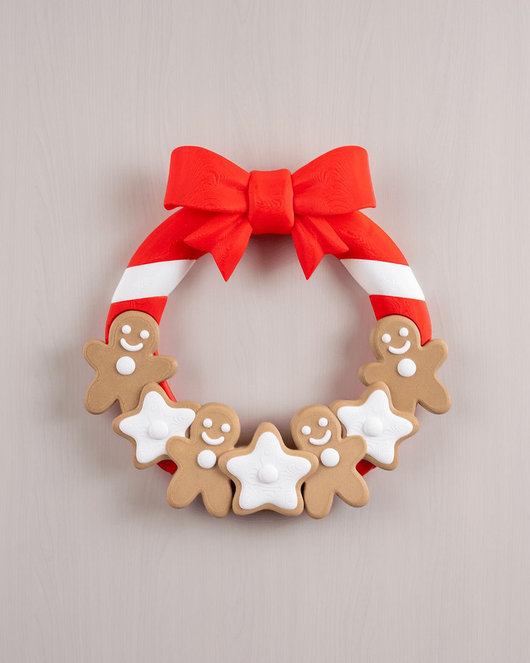 Gingerbread Man Wreath -  Vibrant 3D Printed Christmas Wreath Collection