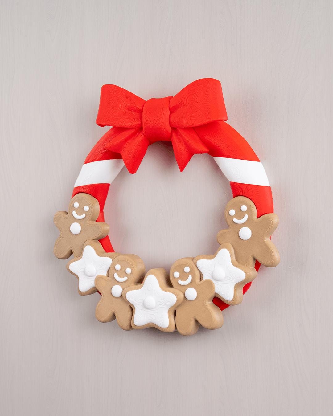 Gingerbread Man Wreath -  Vibrant 3D Printed Christmas Wreath Collection