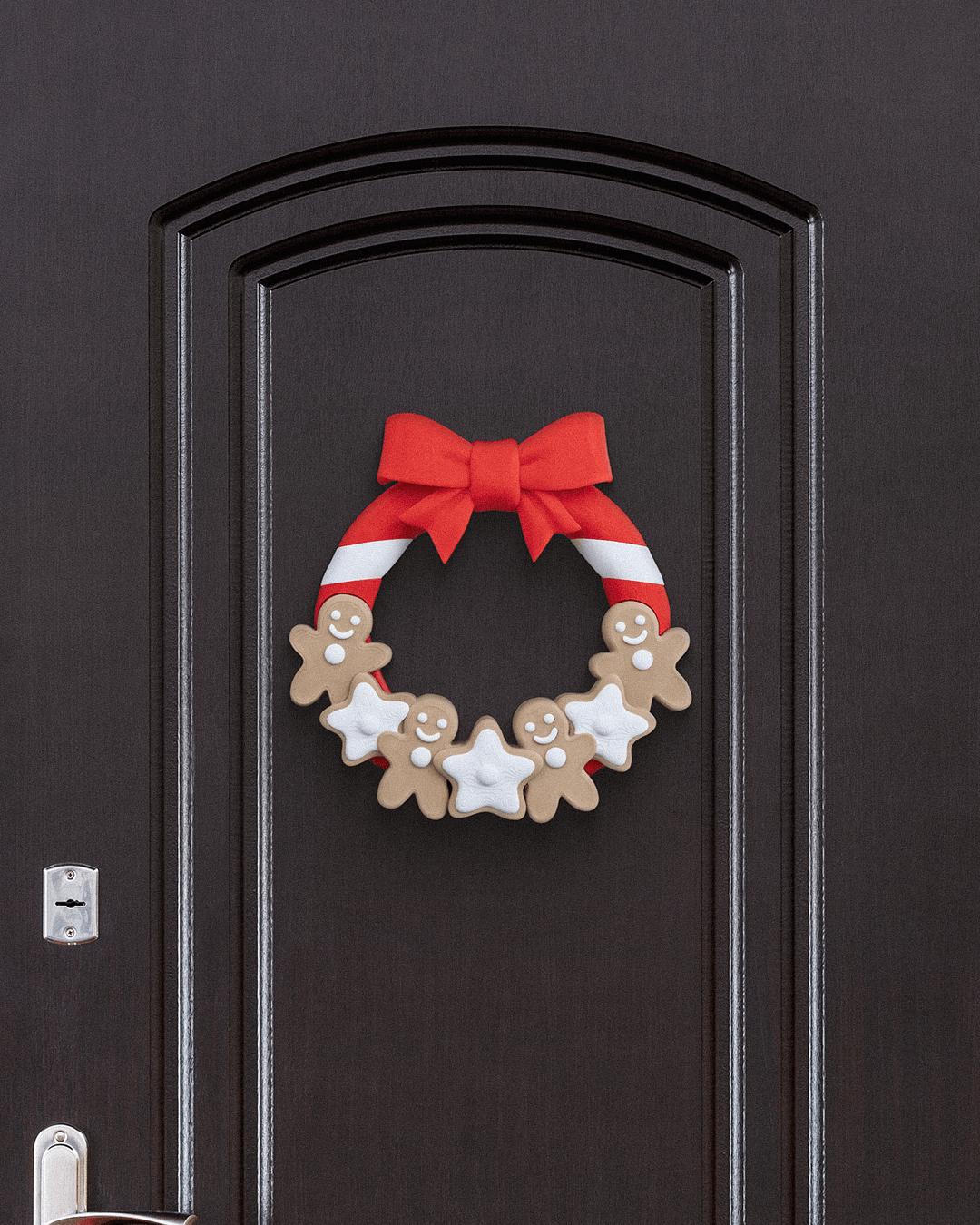 Gingerbread Man Wreath -  Vibrant 3D Printed Christmas Wreath Collection