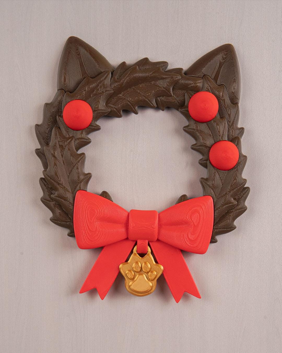 Santa Paws Cat - Vibrant 3D Printed Christmas Wreath Collection