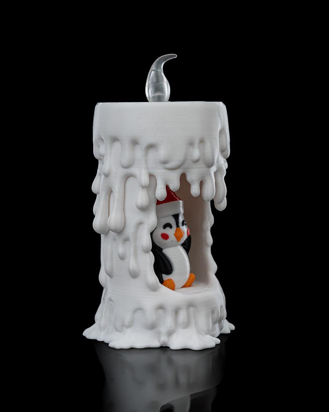 Penguin Candle Lamp – LED Flame Light, Winter Christmas Decor