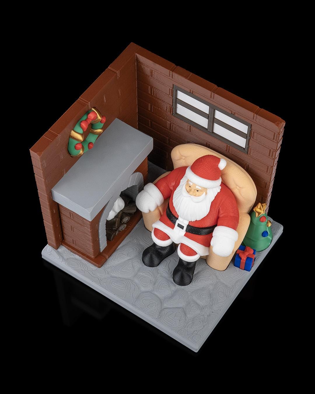 Santa Christmas Diorama Scene with Lights