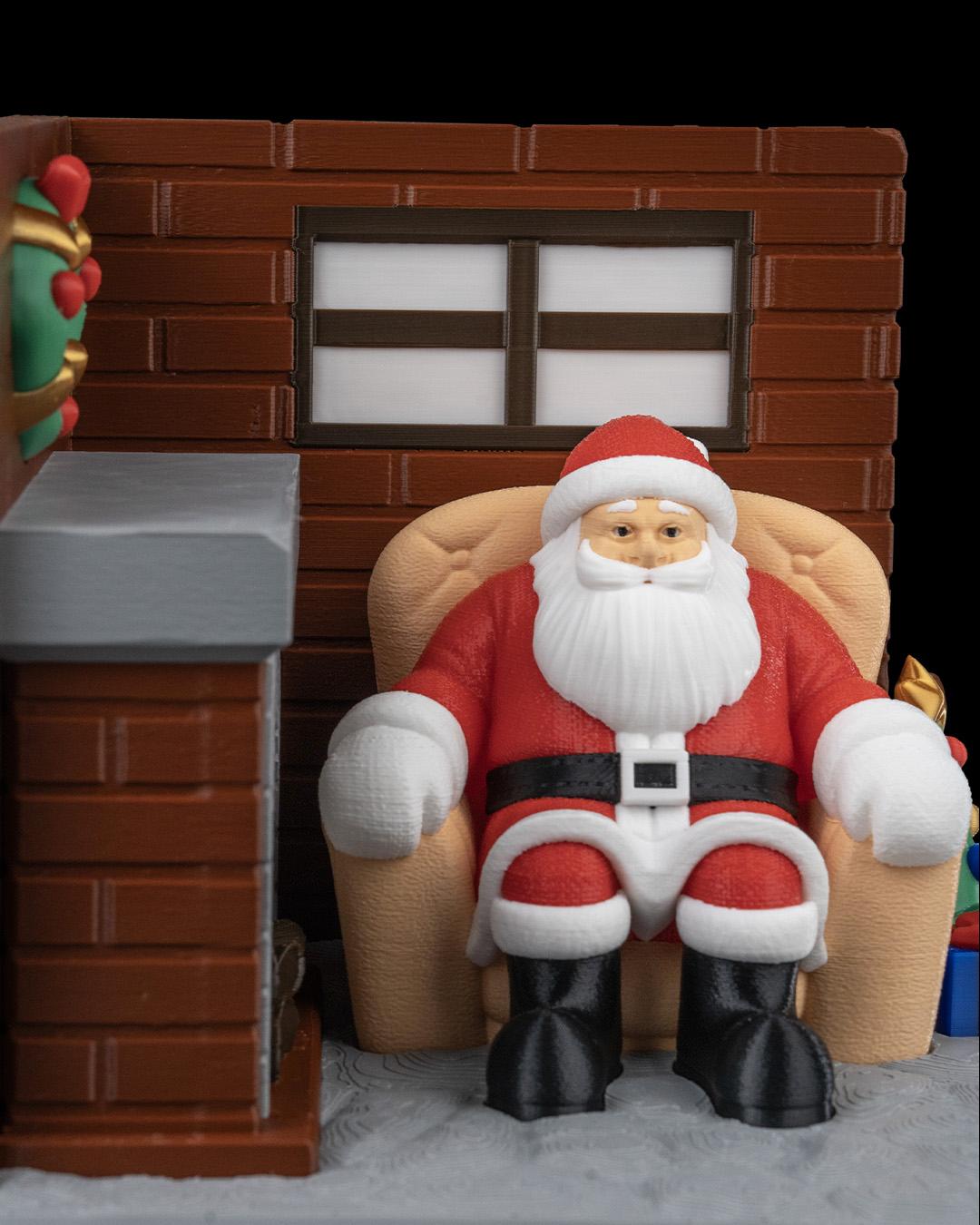 Santa Christmas Diorama Scene with Lights