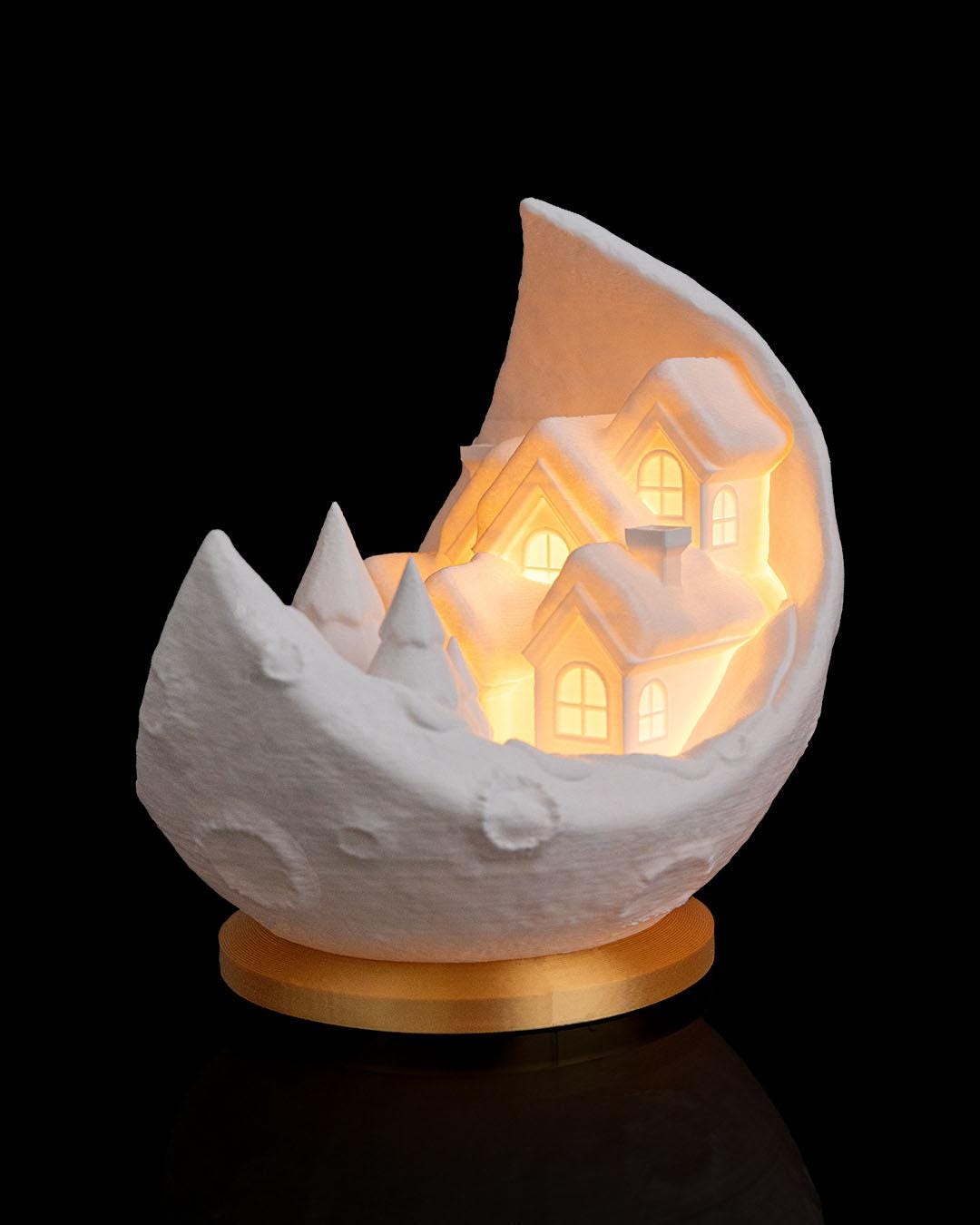 Village on the Moon - Table Lamp - Christmas LED Candle Decor Collection