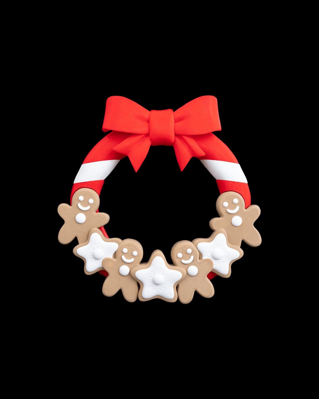 Gingerbread Man Wreath -  Vibrant 3D Printed Christmas Wreath Collection