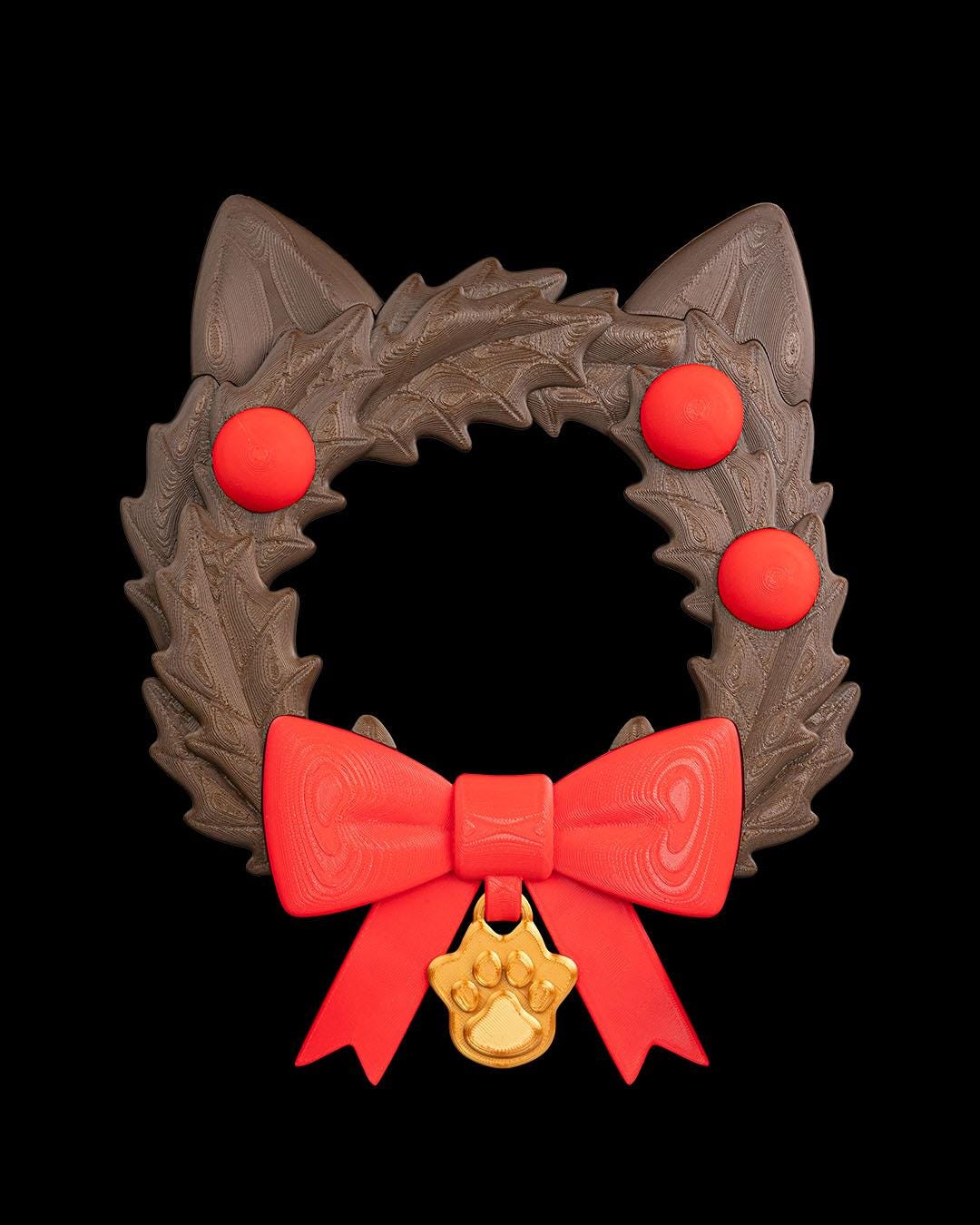 Santa Paws Cat - Vibrant 3D Printed Christmas Wreath Collection