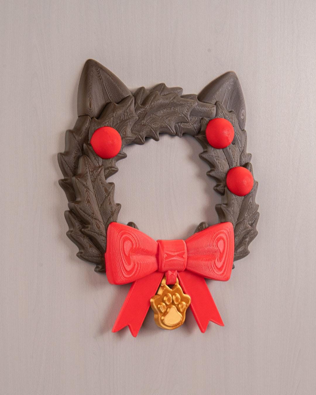 Santa Paws Cat - Vibrant 3D Printed Christmas Wreath Collection