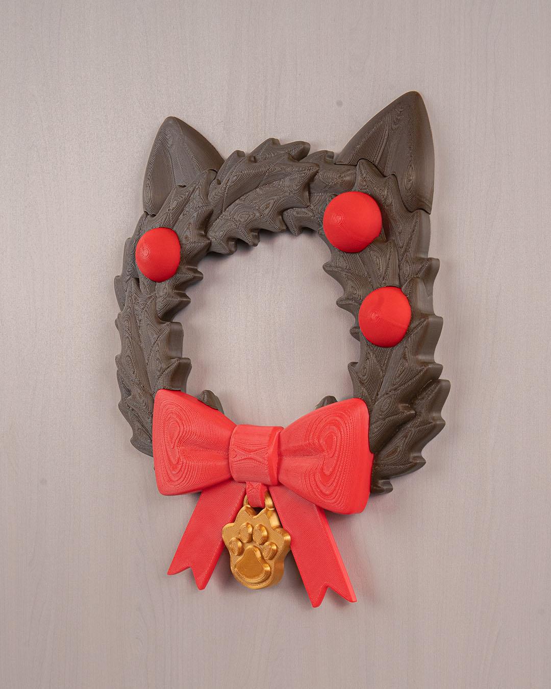 Santa Paws Cat - Vibrant 3D Printed Christmas Wreath Collection
