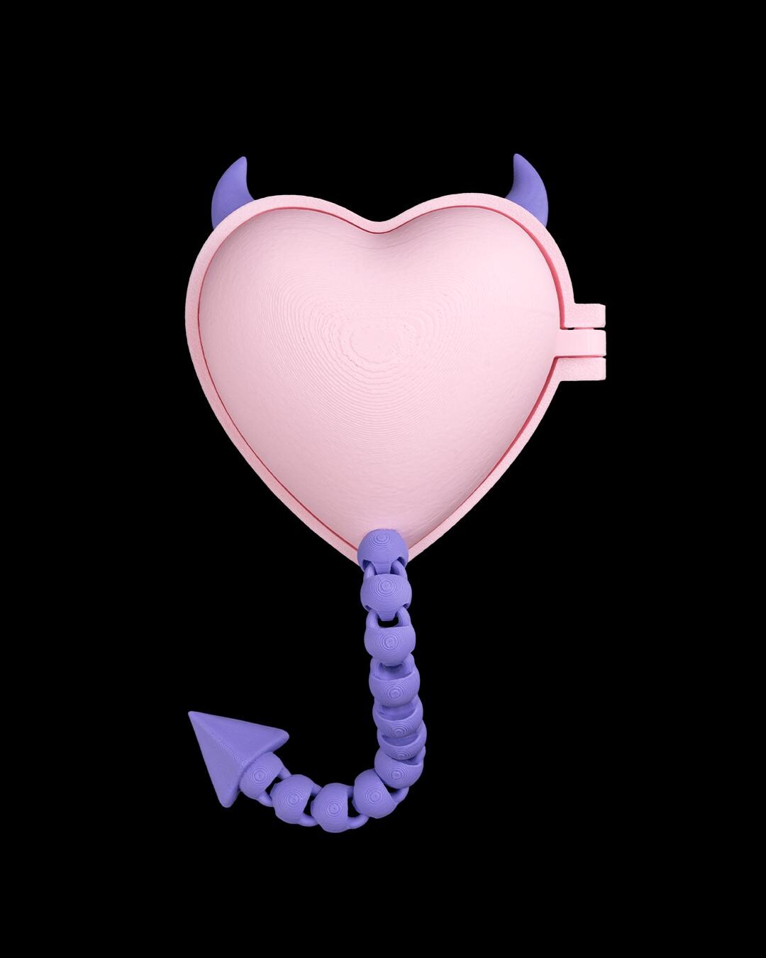 Devil Heart Shaped Candy Box with Purple Horns and Tail
