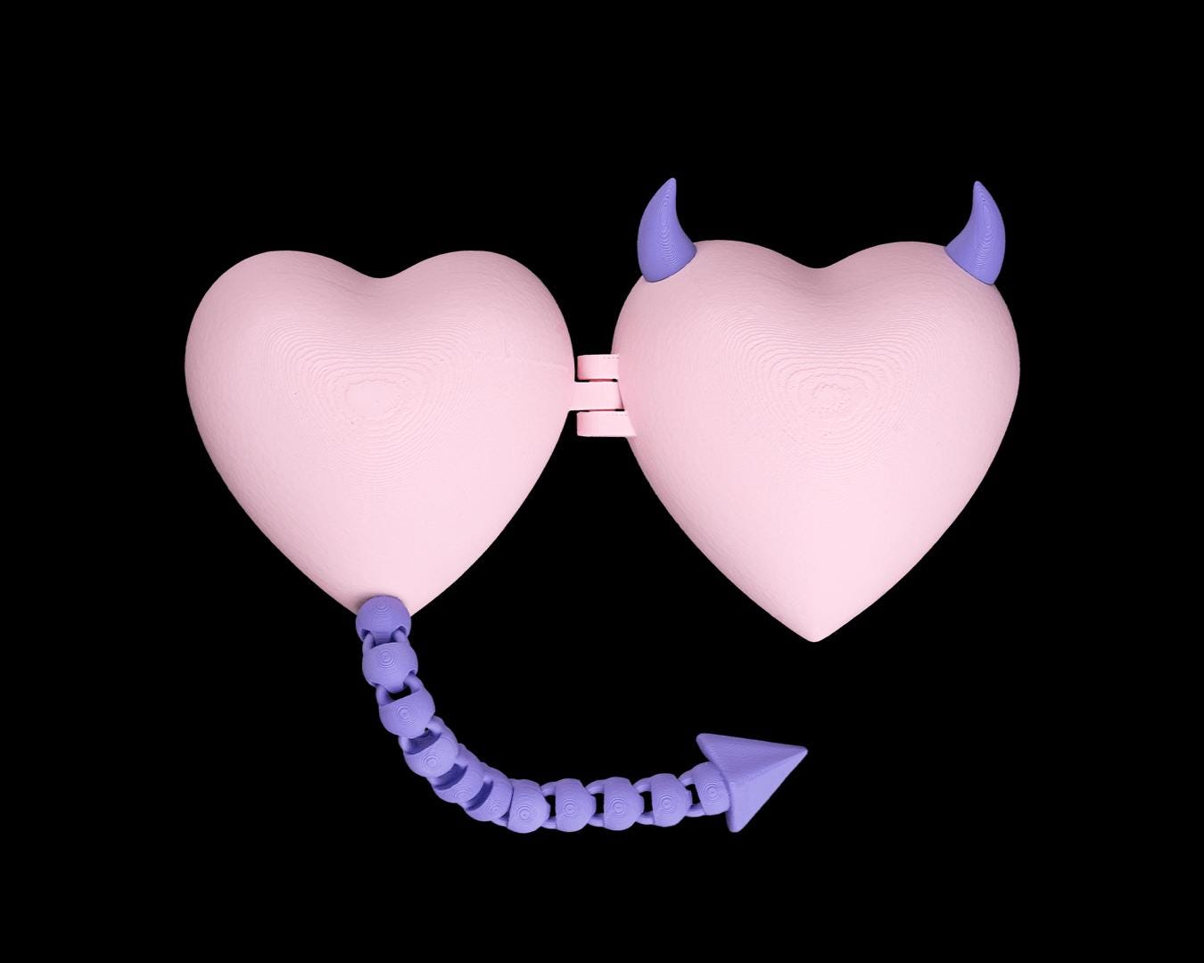 Devil Heart Shaped Candy Box with Purple Horns and Tail