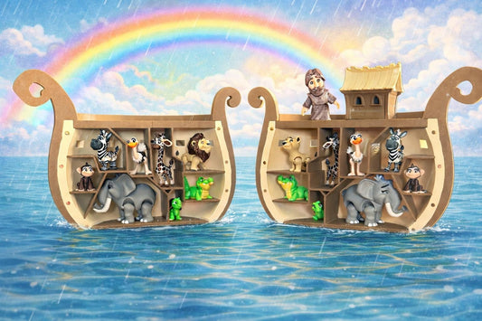 Noah's Ark Toy Set with Animals | 3D Printed Bible Playset for Kids | Christian Baptism Gift, Sunday School Toy, Interac
