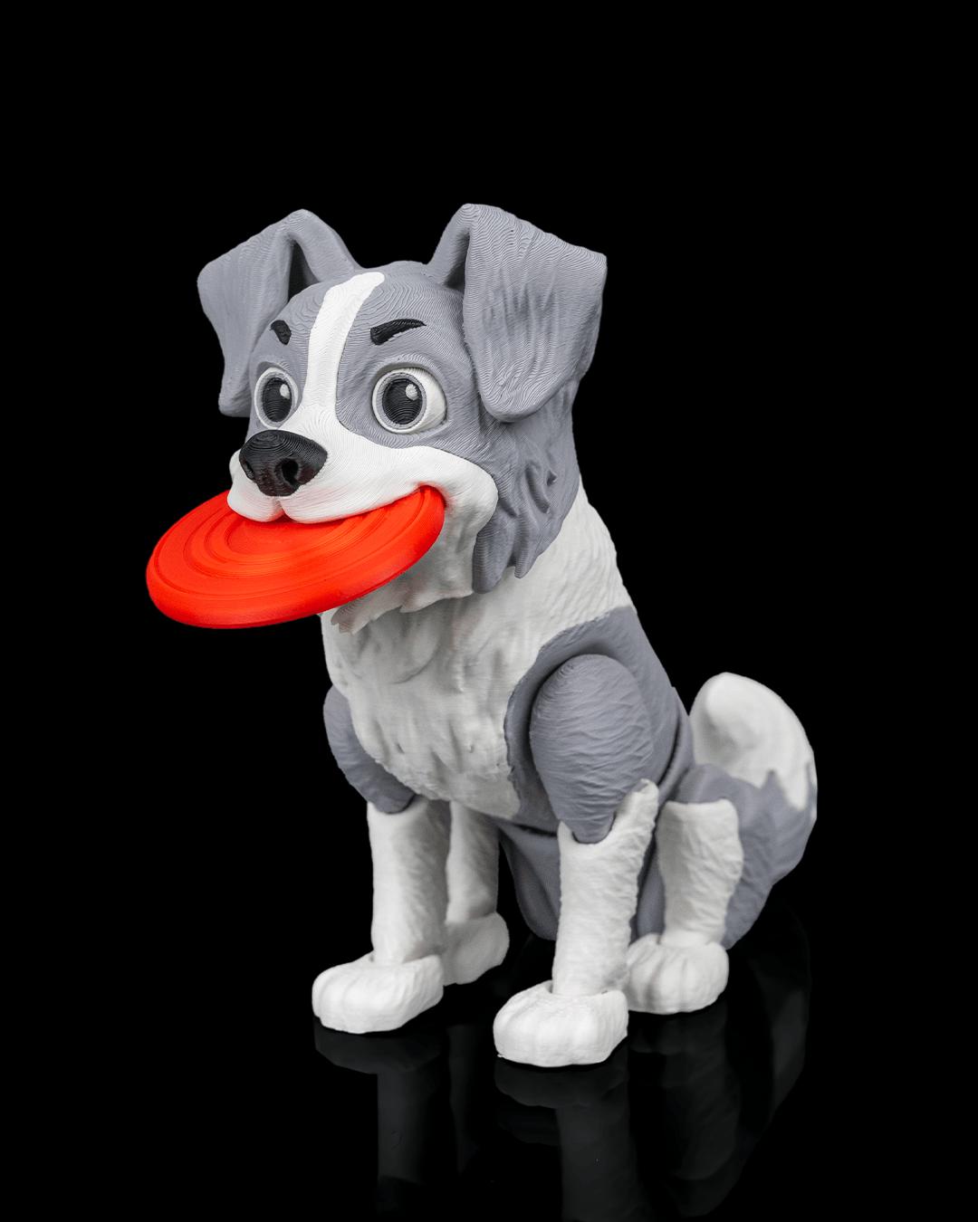 Articulated Border Collie Figurine, Flexible 3D Printed Fidget Dog Toy, Custom Color Desk Decor, Gift for Dog Mom & Collie Lover