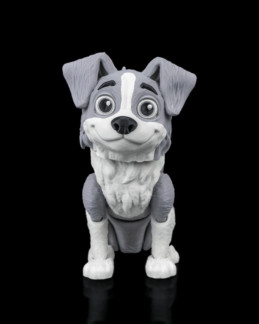 Articulated Border Collie Figurine, Flexible 3D Printed Fidget Dog Toy, Custom Color Desk Decor, Gift for Dog Mom & Collie Lover
