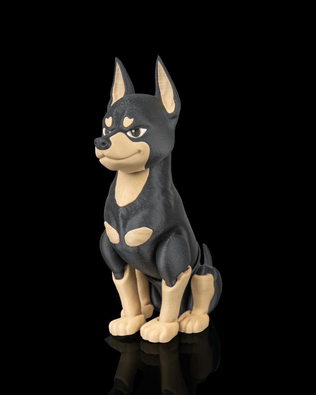 Articulated Dobermann Figurine, Flexible 3D Printed Fidget Dog Toy, Custom Color Dobermann Desk Decor, Gift for Dog Mom & Dobie Lover