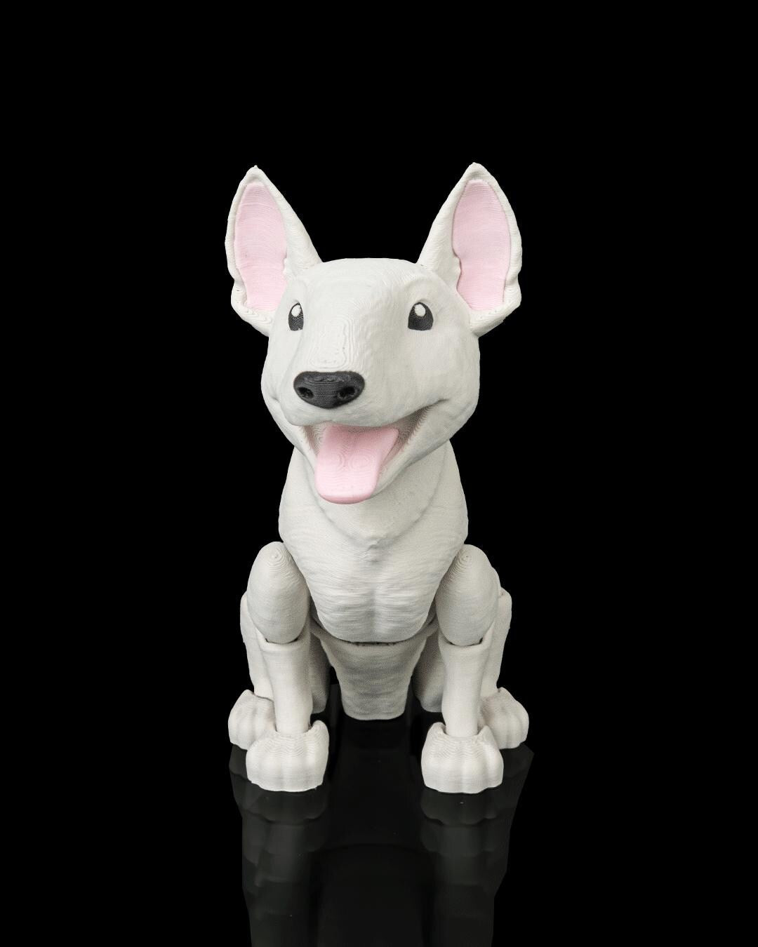 Articulated Bull Terrier Figurine, Flexible 3D Printed Fidget Dog Toy, Custom Color Desk Decor, Gift for Dog Mom & Bull Terrier Lover