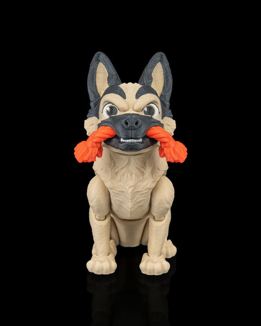 Articulated German Shepherd Figurine, Flexible 3D Printed Fidget Dog Toy, Custom Color Desk Decor, Gift for Dog Mom & GS