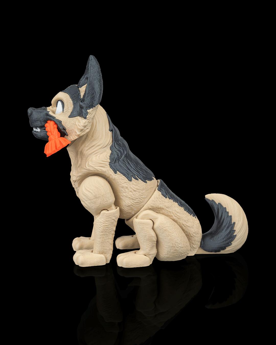 Articulated German Shepherd Figurine, Flexible 3D Printed Fidget Dog Toy, Custom Color Desk Decor, Gift for Dog Mom & GSD Lover