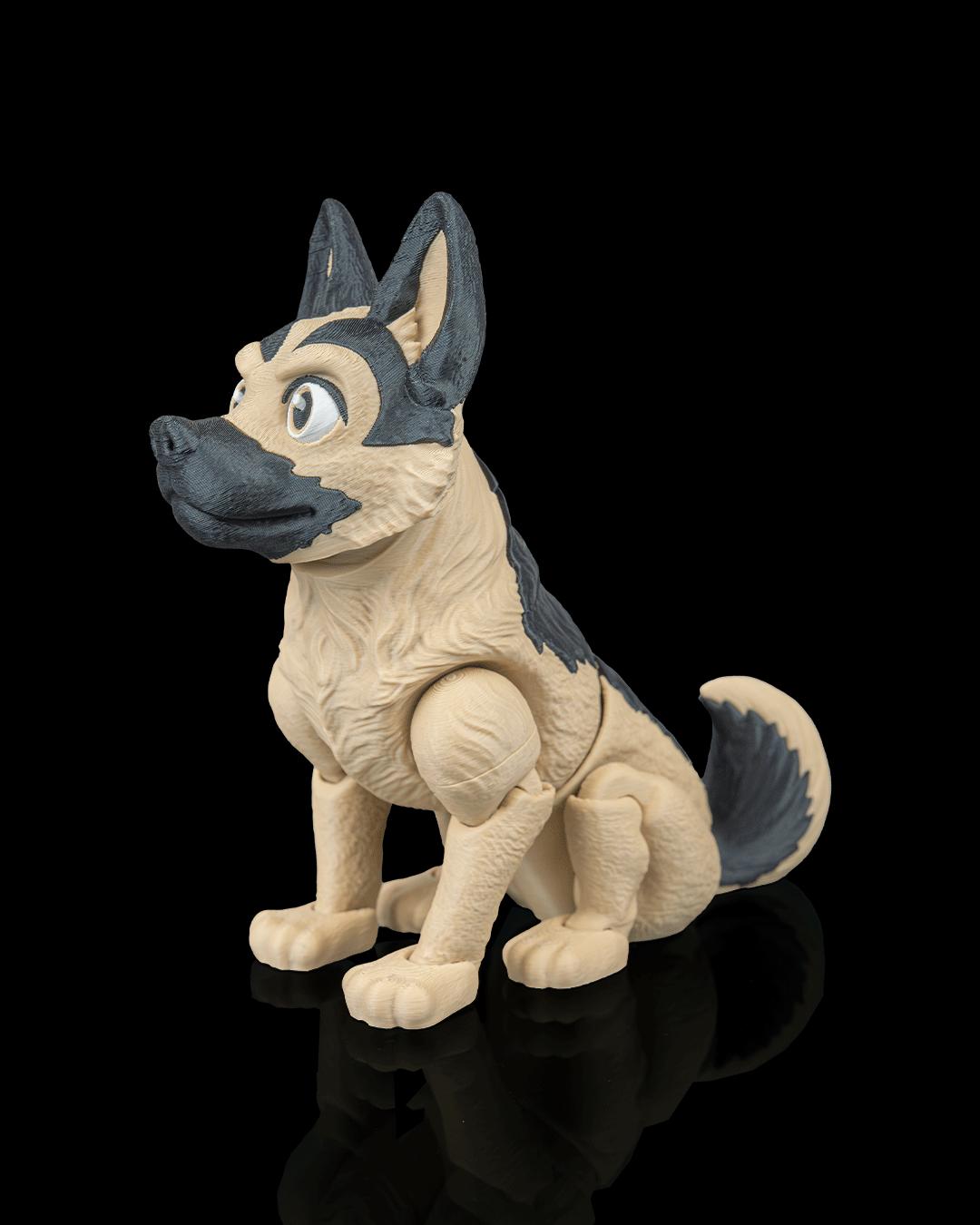 Articulated German Shepherd Figurine, Flexible 3D Printed Fidget Dog Toy, Custom Color Desk Decor, Gift for Dog Mom & GSD Lover