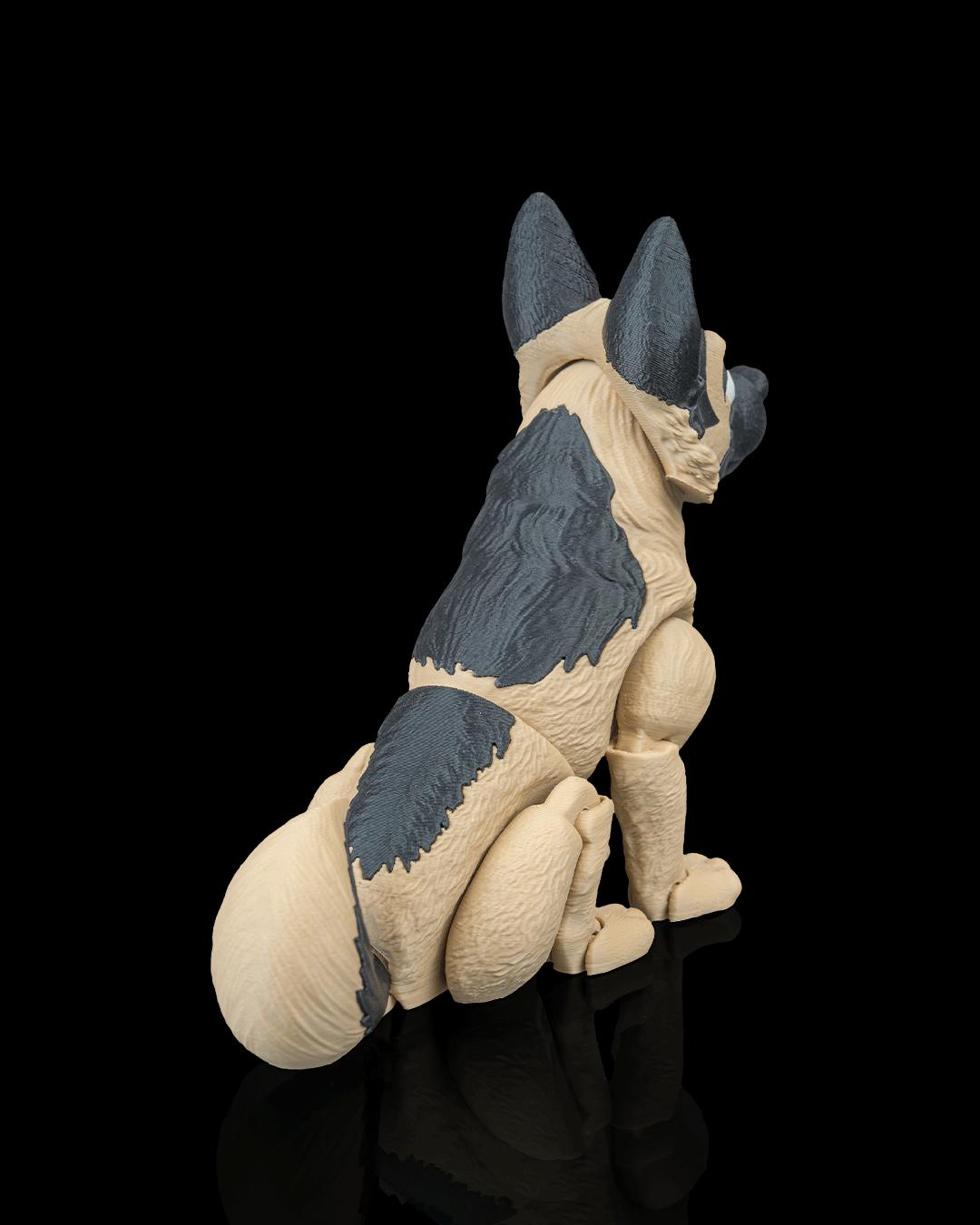 Articulated German Shepherd Figurine, Flexible 3D Printed Fidget Dog Toy, Custom Color Desk Decor, Gift for Dog Mom & GSD Lover
