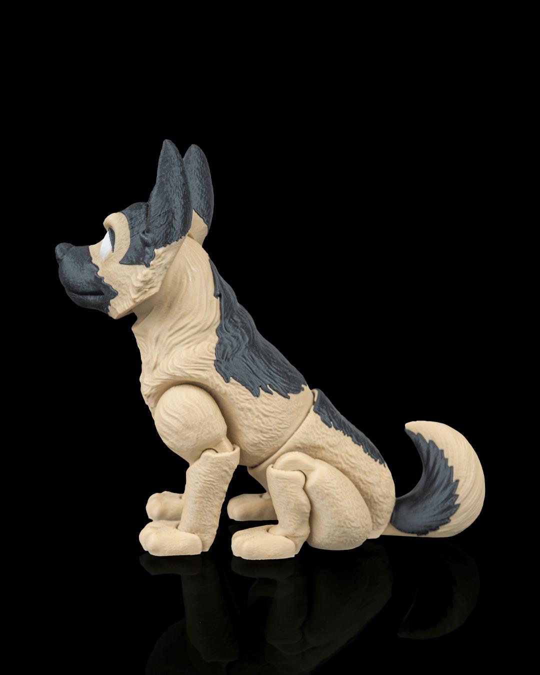 Articulated German Shepherd Figurine, Flexible 3D Printed Fidget Dog Toy, Custom Color Desk Decor, Gift for Dog Mom & GSD Lover