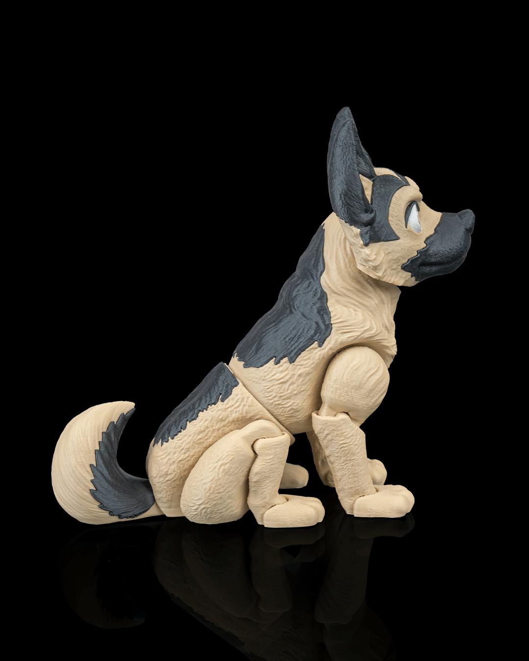 Articulated German Shepherd Figurine, Flexible 3D Printed Fidget Dog Toy, Custom Color Desk Decor, Gift for Dog Mom & GSD Lover