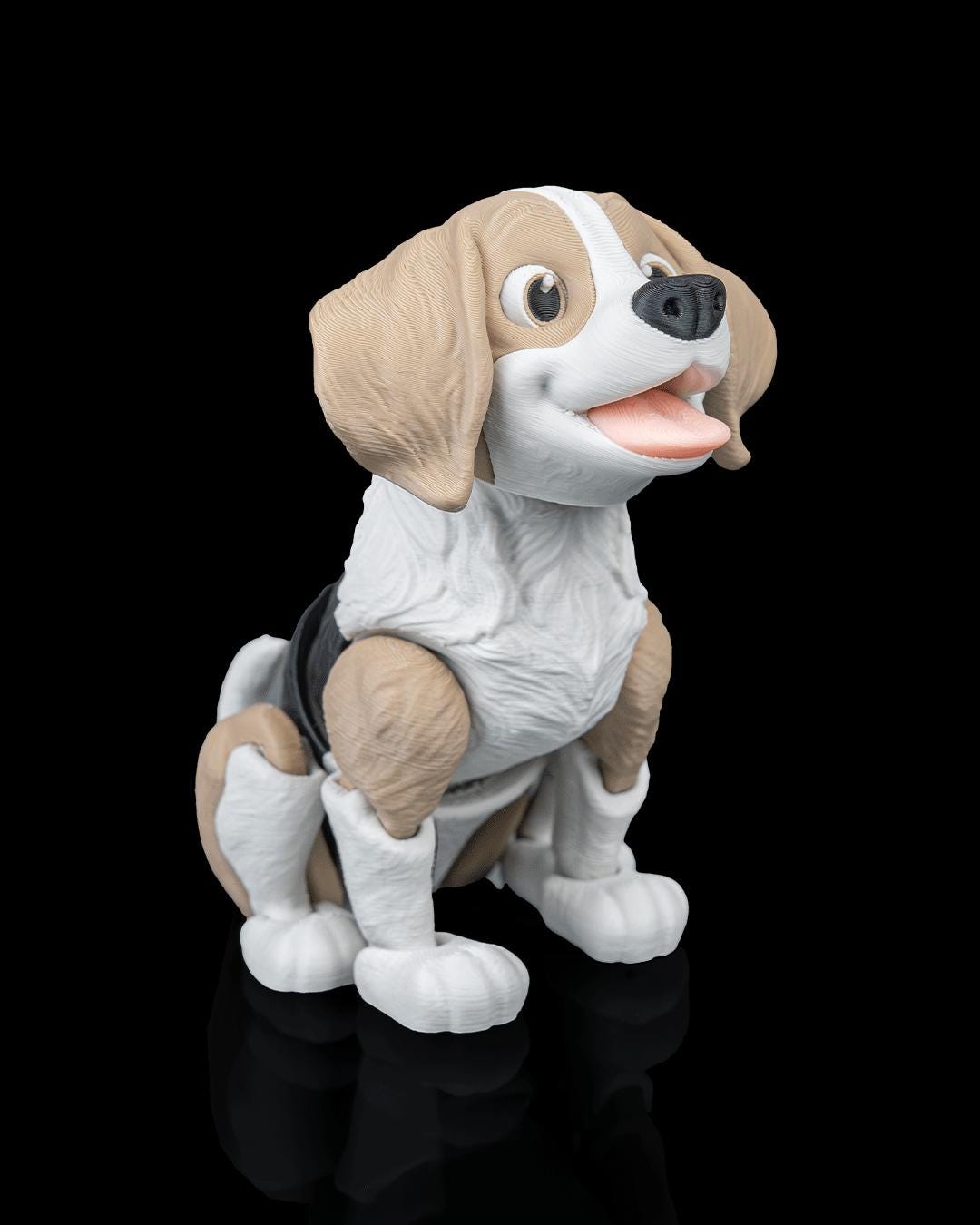 Articulated Beagle Figurine, Flexible 3D Printed Fidget Dog Toy, Custom Color Beagle Desk Decor, Gift for Dog Mom & Beagle Lover