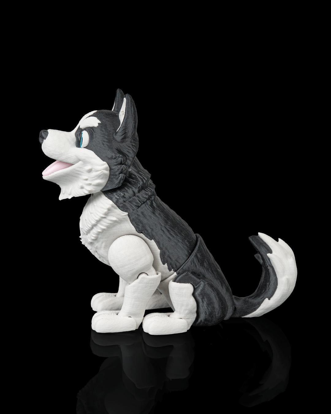 Articulated Husky Figurine, Flexible 3D Printed Fidget Dog Toy, Custom Color Husky Desk Decor, Gift for Dog Mom & Husky Lover