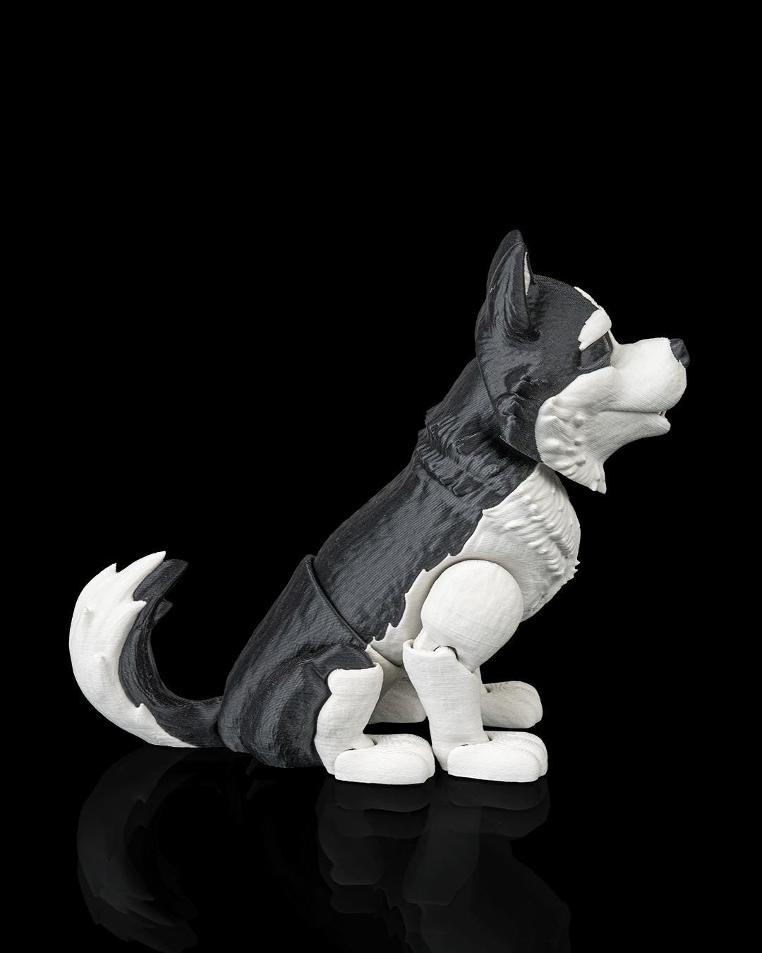 Articulated Husky Figurine, Flexible 3D Printed Fidget Dog Toy, Custom Color Husky Desk Decor, Gift for Dog Mom & Husky Lover