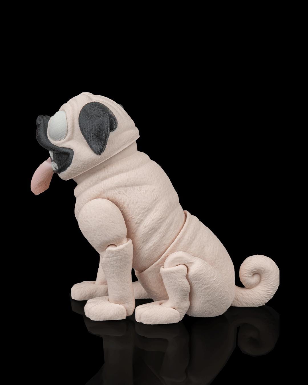 Articulated Pug Figurine, Flexible 3D Printed Fidget Dog Toy, Custom Color Pug Desk Decor, Gift for Dog Mom & Pug Lover