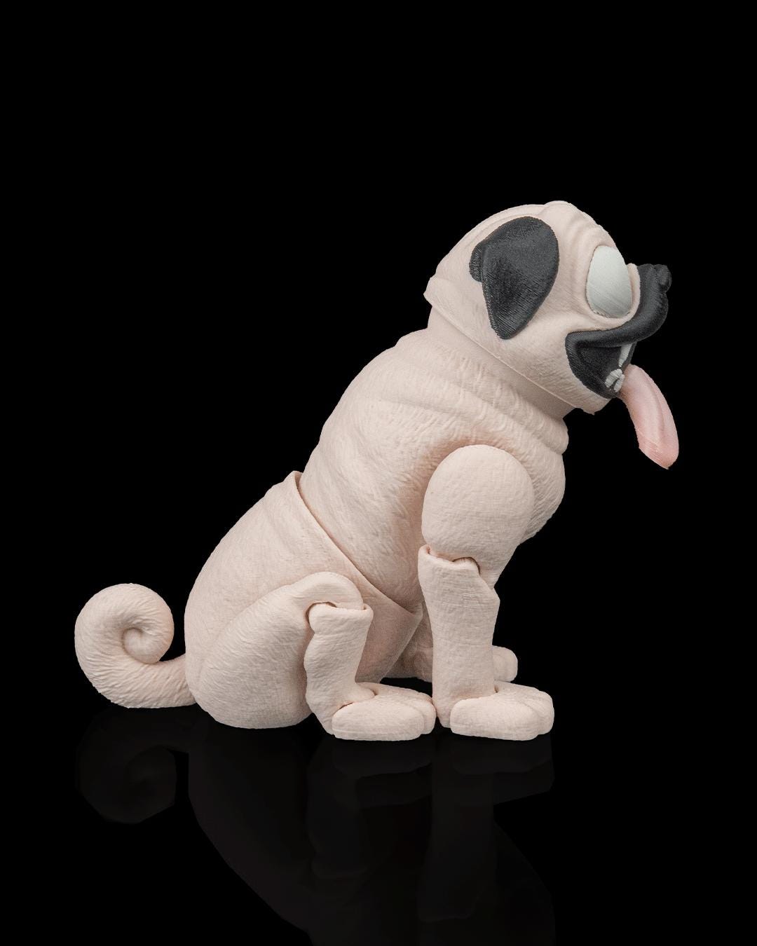 Articulated Pug Figurine, Flexible 3D Printed Fidget Dog Toy, Custom Color Pug Desk Decor, Gift for Dog Mom & Pug Lover
