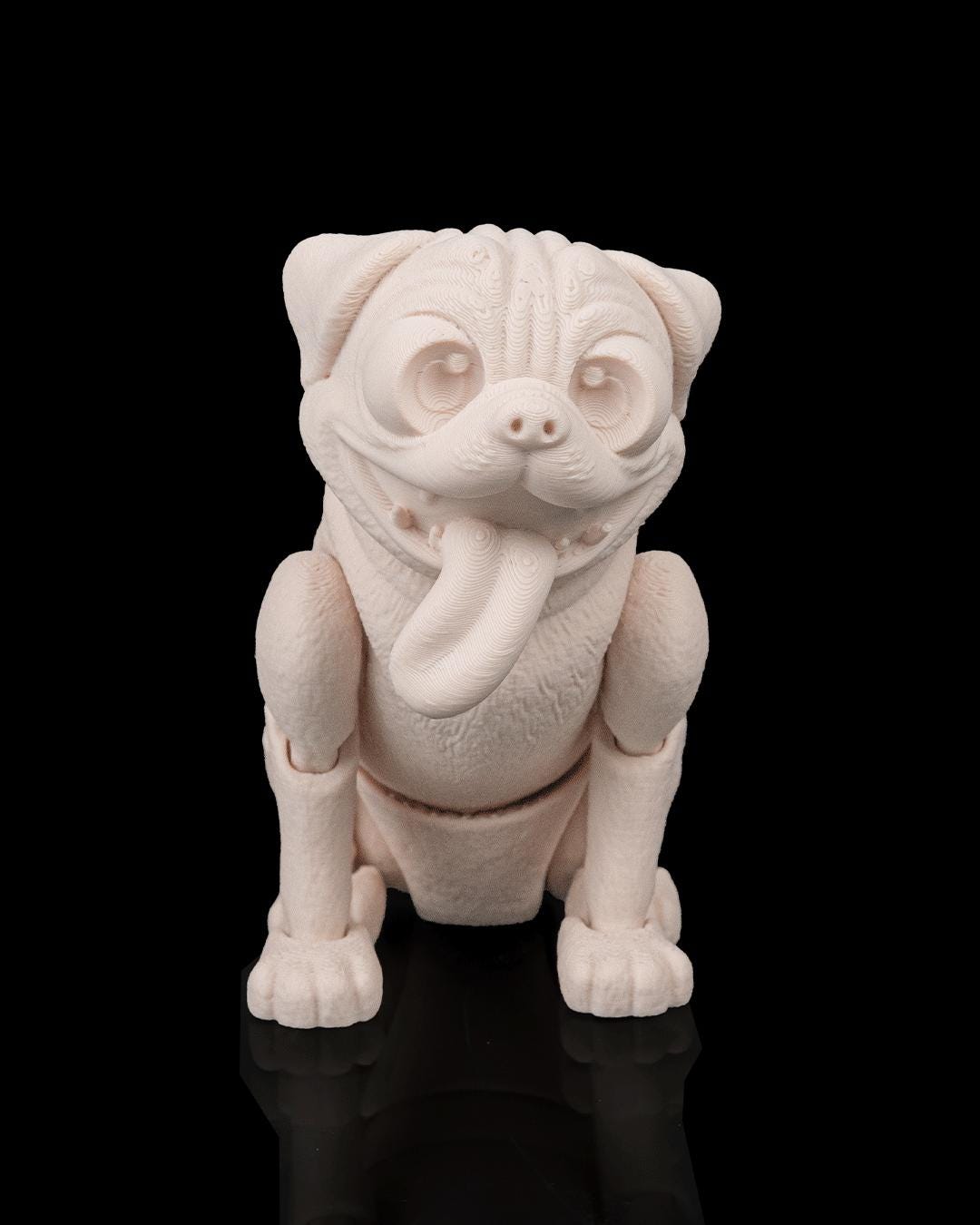 Articulated Pug Figurine, Flexible 3D Printed Fidget Dog Toy, Custom Color Pug Desk Decor, Gift for Dog Mom & Pug Lover