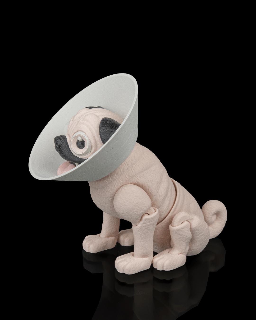 Articulated Pug Figurine, Flexible 3D Printed Fidget Dog Toy, Custom Color Pug Desk Decor, Gift for Dog Mom & Pug Lover