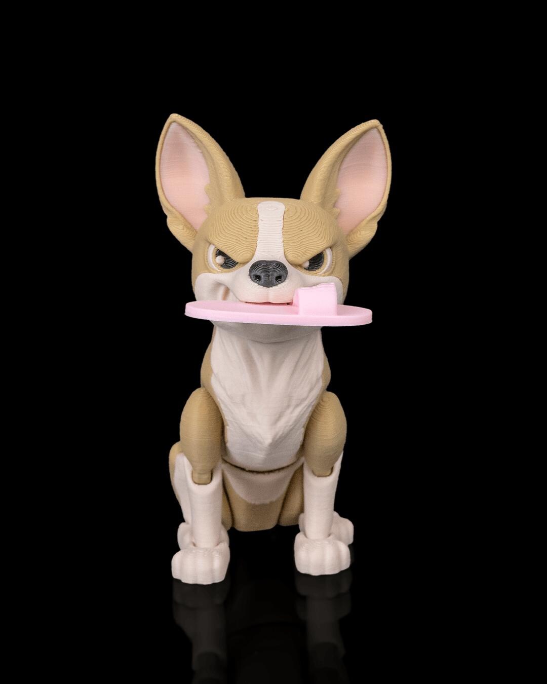 Articulated Chihuahua Figurine, Flexible 3D Printed Fidget Dog Toy, Custom Color Chihuahua Desk Decor, Gift for Dog Mom & Chihuahua Lover