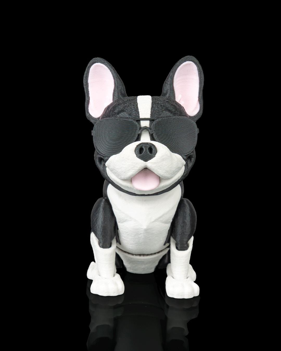 Articulated French Bulldog Figurine, Flexible 3D Printed Fidget Dog Toy, Custom Color Desk Decor, Gift for Dog Mom & Frenchie Lover