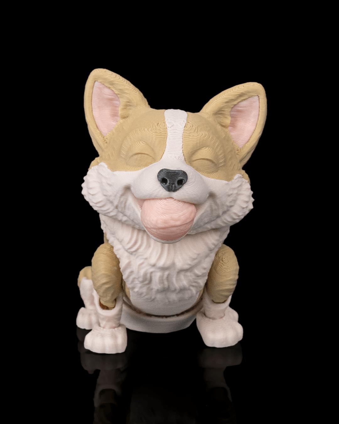 Articulated Corgi Figurine, Flexible 3D Printed Fidget Dog Toy, Custom Color Corgi Desk Decor, Gift for Dog Mom & Corgi Lover