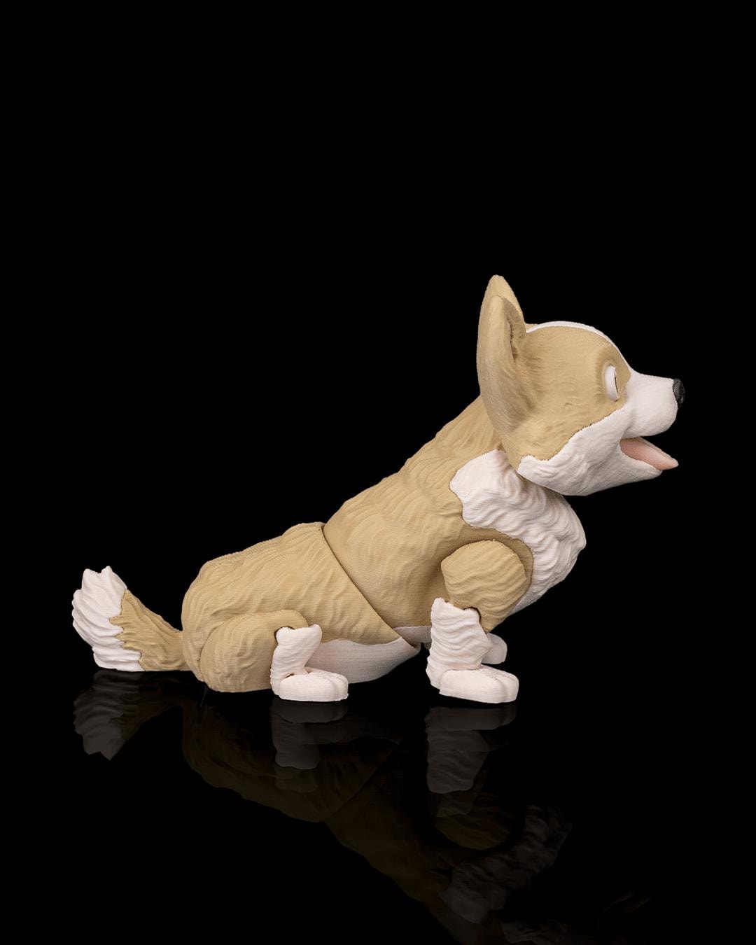 Articulated Corgi Figurine, Flexible 3D Printed Fidget Dog Toy, Custom Color Corgi Desk Decor, Gift for Dog Mom & Corgi Lover