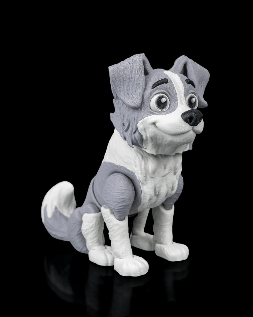 Articulated Border Collie Figurine, Flexible 3D Printed Fidget Dog Toy, Custom Color Desk Decor, Gift for Dog Mom & Collie Lover